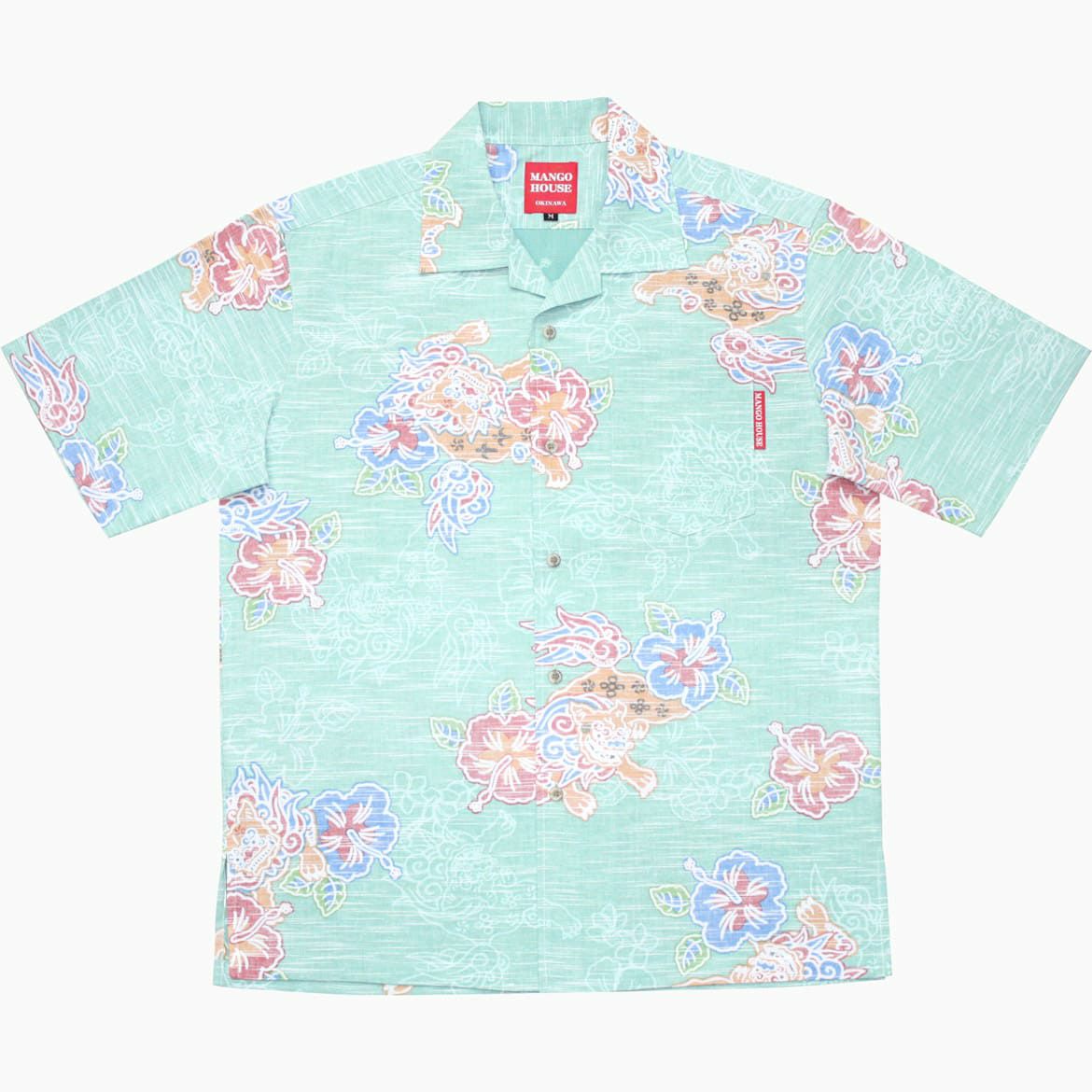 かりゆしウェア平置き画像（ターコイズかりゆしウェア平置き画像（ブルー））