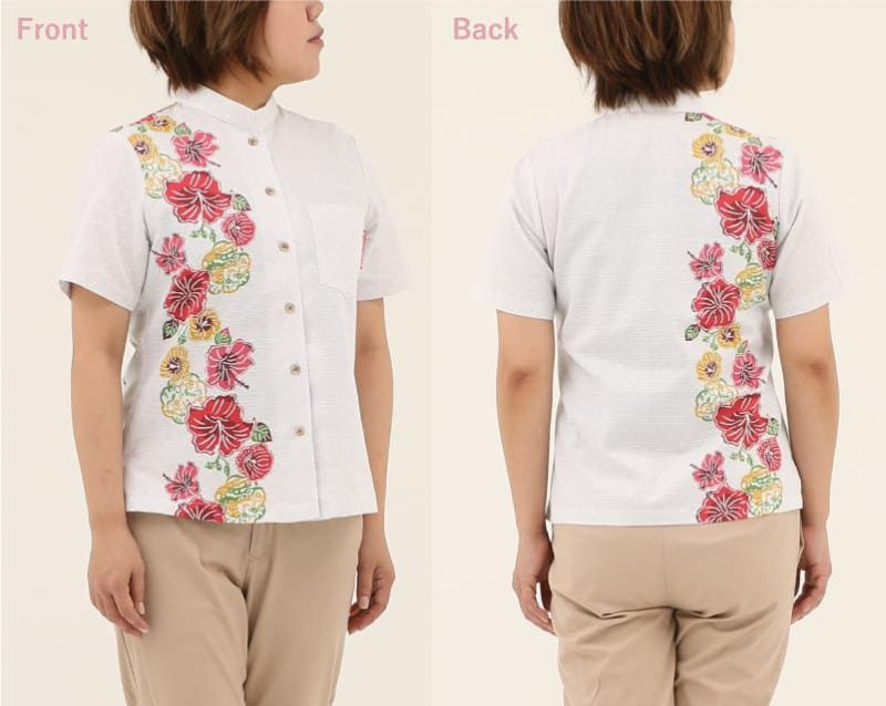 紅型華紋ボーダーシャツ- かりゆしウェア 沖縄アロハシャツ専門店