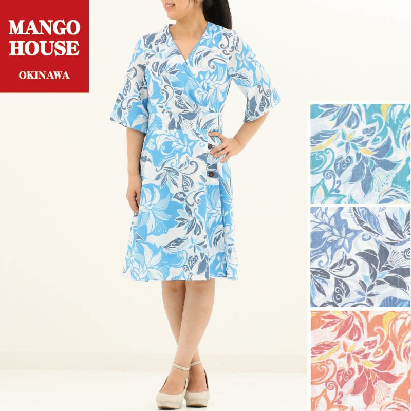 【美品】かりゆしウェア　mango house ワンピース マンゴハウスのかりゆしワンピースが可愛すぎる