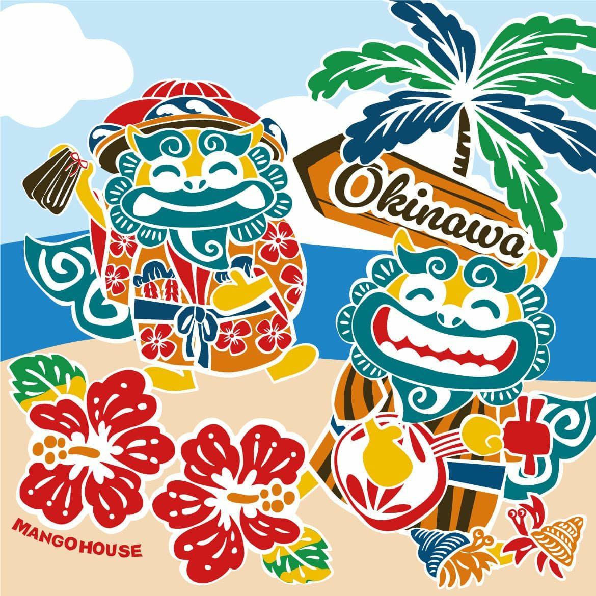 沖縄アロハシャツ　メンズ　かりゆしウェア　沖縄あっちゃめーシーサー